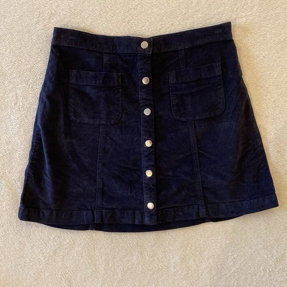 Urban Outfitters Mini Skirt Women’s Medium Navy Button Up Pockets Velour - Picture 5 of 13